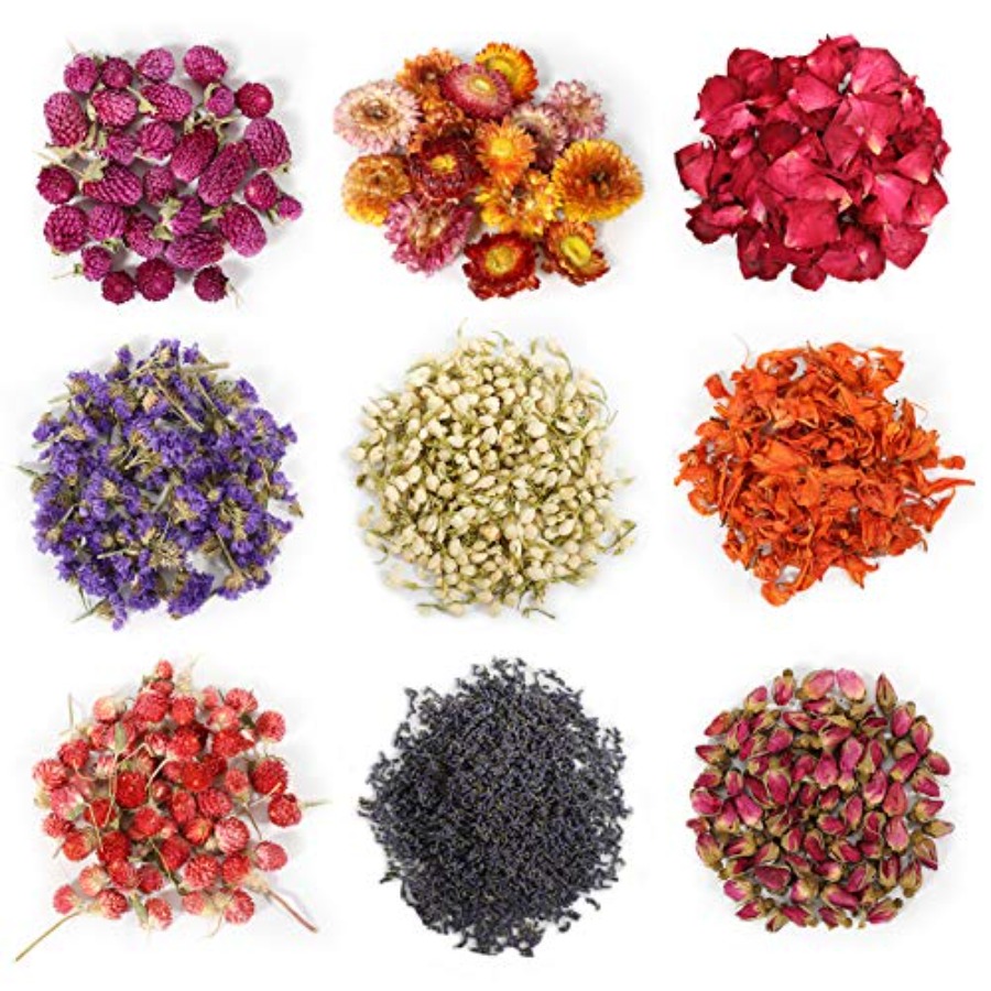 Dried Herbs - 9 Bags Dried Flowers, 100% Natural